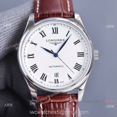 Swiss Quality Copy Longines Master 40 Date Brown Leather Strap Watches Citizen 8215 Movement watches