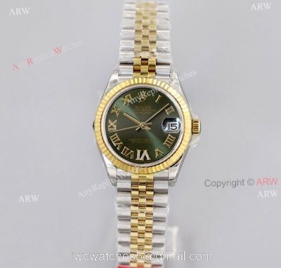 EW Factory 1:1 Two Tone Rolex Green Dial Datejust 31mm Swiss Replica Watches watches