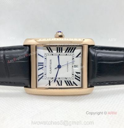 Clone Cartier Tank Automatic Rose Gold White Dial Watch Men watches