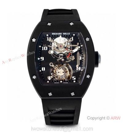 Super Clone Richard Mille RM001 Real Tourbillon JB Factory Black PVD Watch watches