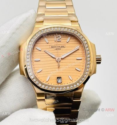 3K Factory 1:1 Best Patek Philippe Nautilus Ladies Cal.324 Watch All Gold 34mm watches