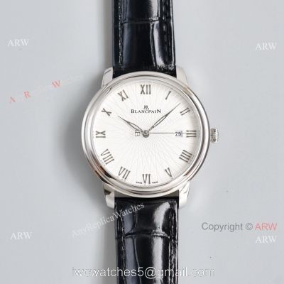 Replica Blancpain Villeret White Dial Leather Strap 40MM Watch With Roman Markers watches