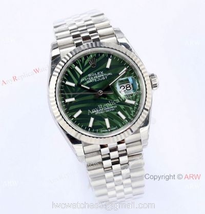 (EW)2021 New Rolex Datejust 36 Stainless Steel Green Palm Dial Watch Swiss 3235 watches