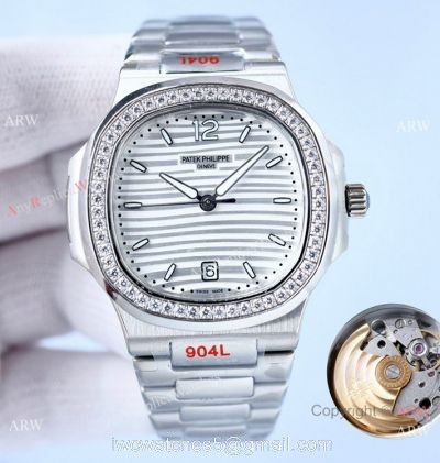 Swiss Quality Patek Philippe Nautilus 8215 Automatic Watch Diamond Bezel White Dial watches