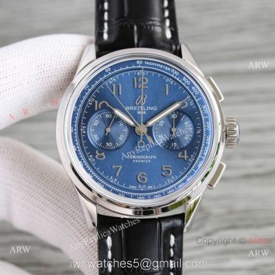Swiss Copy Breitling Premier B15 Duograph Chronograph 42mm Watch A7750 Blue Face watches