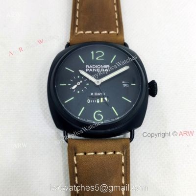 Panerai Radiomir PAM00384 8 Days Black Face Replica Watch 45mm watches