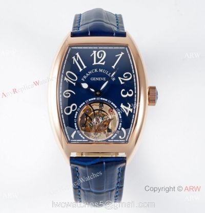 AB Factory Franck Muller Imperial Tourbillon Cintree Curvex Men Watch Rose Gold Blue Dial watches