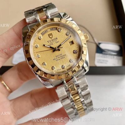 Copy TUDOR Glamour Date+Day Watch Two Tone Gold Watches watches