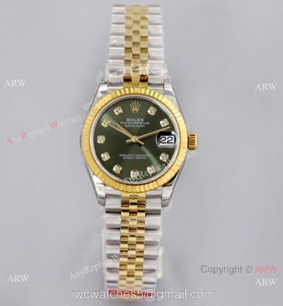 (EW)Swiss Clone Rolex Datejust 31mm Olive Green Jubilee Watch 2-Tone Case watches