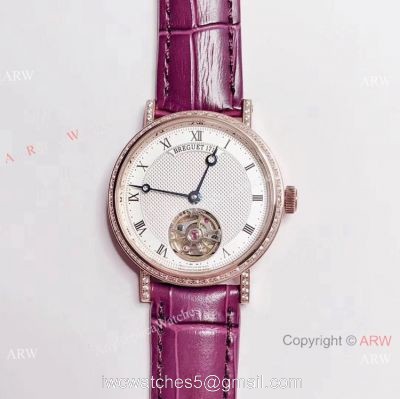 New Copy Breguet Classique Tourbillon Diamond Roman Dial Watch Women 32mm watches