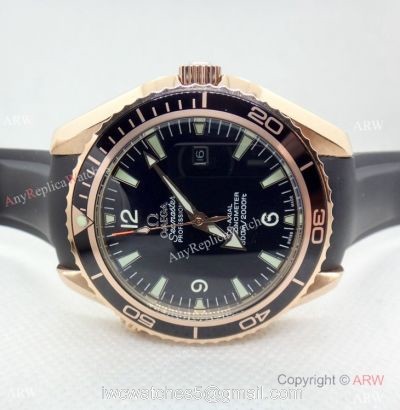 Clone Omega Seamaster Automatic Rose Gold Rubber Strap Watch watches