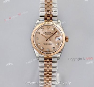 1:1 EW Factory Rolex Datejust 31 Rose Gold Dial With Diamonds Swiss Clone Watches watches