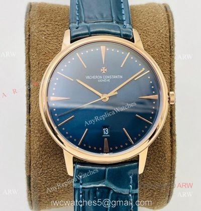 2021 New! MK Factory V4 Vacheron Constantin Patrimony 40mm Watch Rose Gold Blue Dial watches