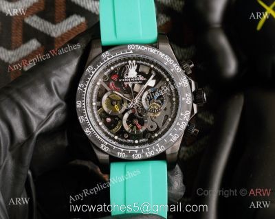 Knock-off Rolex Daytona 43MM Black Chronogarph Face Rubber Strap Watch watches