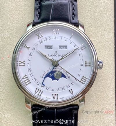 TW Factory Blancpain Villeret Cal.6654 White Dial Copy Watch with Moonphase watches
