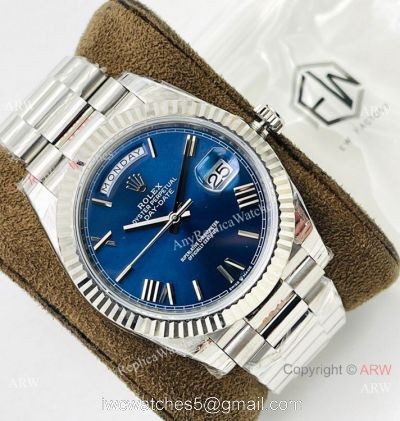 EW Factory V2 Rolex Day-Date 40mm 3255 Bright blue Dial Replica Watch with NFC card watches