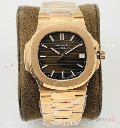 PFF Factory V4 Patek Philippe Nautilus Replica Watch Swiss 9015 Rose Gold Brown Dial watches