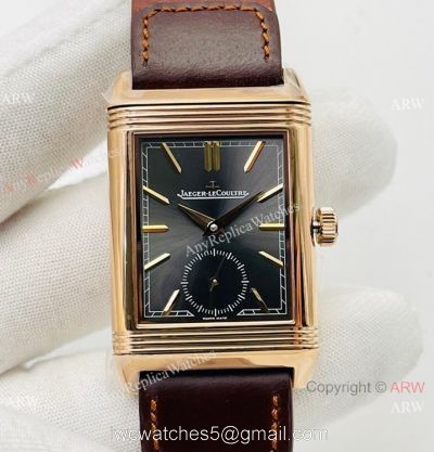 (ANF ) Swiss Grade One Jaeger-LeCoultre Reverso Duoface 29mm Watch Rose Gold Rhodium Gray Face watches