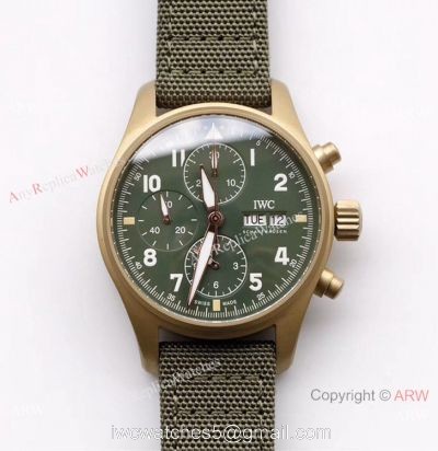ZF Factory IWC Pilots 7750 Chronograph Spitfire Bronze Military Green Watch watches