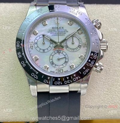 Swiss Grade Rolex Daytona A7750 Watch White MOP Dial Oysterflex Rubber watches