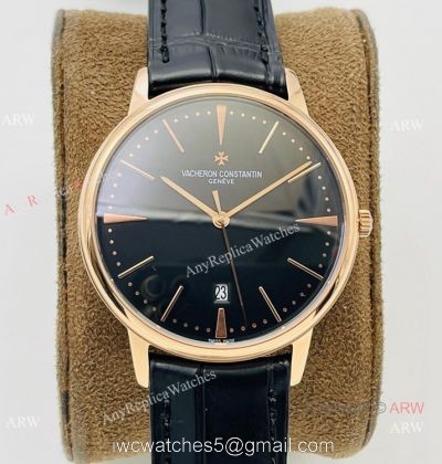 2021 New! MK Factory V4 Vacheron Constantin Patrimony Replica Watch Rose Gold Black Dial 40mm watches