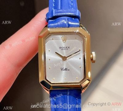 Replica Rolex Cellini White Face Gold Case Leather Strap 24MM Watch watches