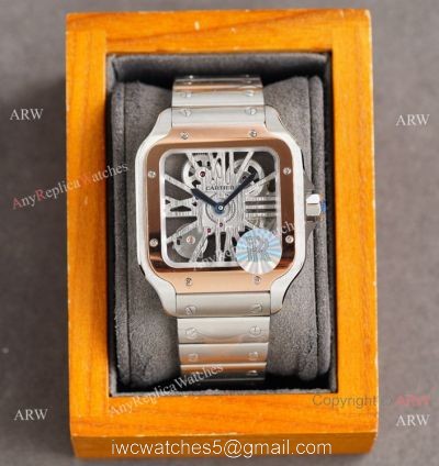 New Two Tone Rose Gold Santos de Cartier Skeleton watch WHSA0016 watches
