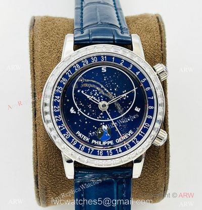 PFF Factory V4 Patek Philippe Sky Moon Celestial Watch Blue Dial Diamond Bezel watches
