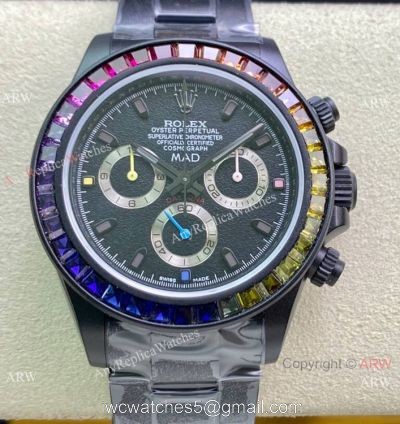 (2022 New) IPK Factory Rolex Blaken Daytona Rainbow DLC Coated Watch 40mm watches