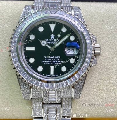Swiss 2836 Rolex Submariner Iced Out Stainless Steel Watch Swiss Grade Rolex Watch watches