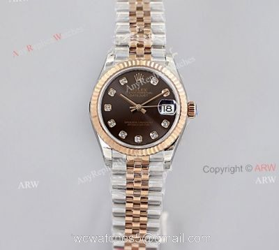 1:1 EWF Rolex Datejust Rose Gold Chocolate Dial With Diamonds High End Replica Watch watches