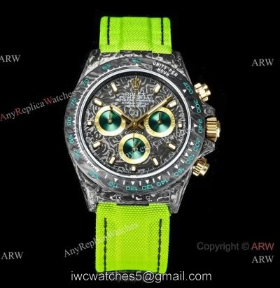 NEW! TW Factory Rolex DIW Cosmograph NTPT Carbon Daytona 7750 Watch Fluorescent Green Fabric Strap watches