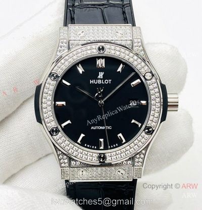 HB Factory V3 Hublot Classic Fusion Swiss Hub1213 Watch Iced Out Black Dial Super Clone watches