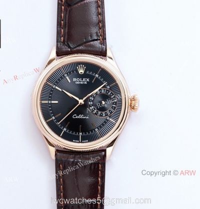 (EW) Swiss Grade Rolex Cellini Date 3165 Watch Rose Gold Black Face 39mm for Men watches