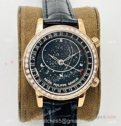 PFF Factory V4 Patek Philippe Sky Moon Celestial Watch Rose Gold Diamond Bezel watches