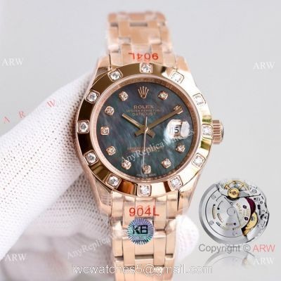 Swiss Replica Rolex Datejust Pearlmaster Swiss 2836 Watch Rose Gold 34mm watches