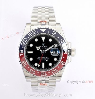(EW)Clone Rolex GMT-Master ii Pepsi ew 3186 Watch 126710blro Stainless Steel Jubilee Strap watches