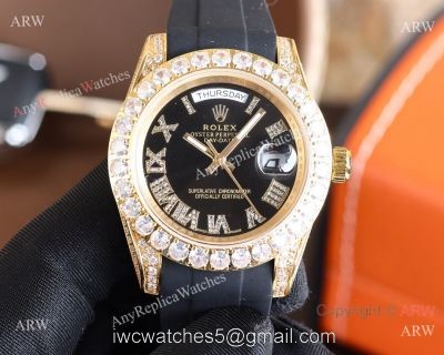 Replica Rolex Day-Date Diamond Gold Bezel Black Face 40 MM Watch watches