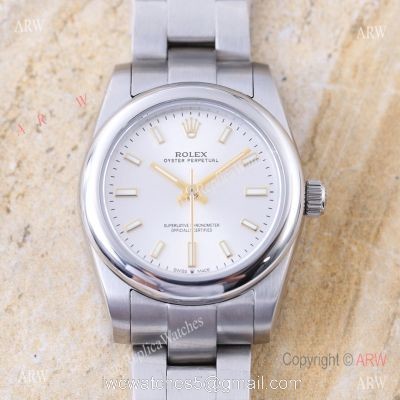 Replica Rolex Oyster Perpetual White Dial Stainless Steel Lady Watch watches