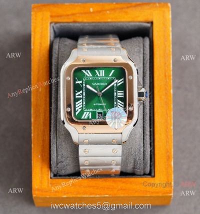 New Cartier Alberto Santos-Dumont Men Watch Green Dial Sapphire Crystal Swiss Quality watches