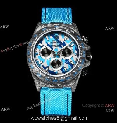 NEW! TW Factory 1-1 Rolex DIW NTPT Carbon Daytona Watch 7750 Chronograph Blue Fabric Leather Band watches
