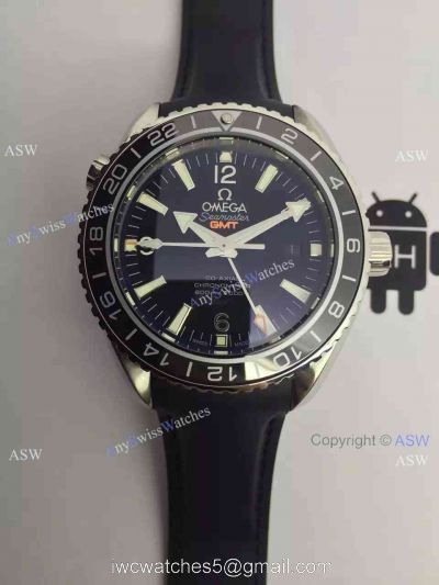 Copy Swiss Omega Seamaster Planet Ocean GMT Watch Black Rubber watches