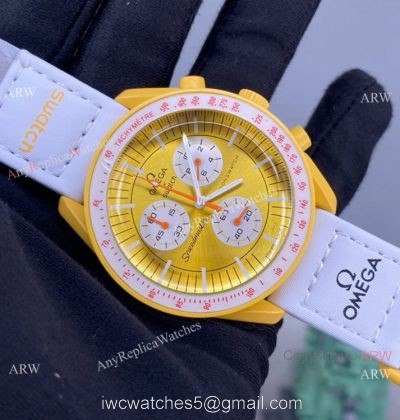 2022 New! Replica Swatch x Omega Mission to SUN Watch Bioceramic lemon case watches