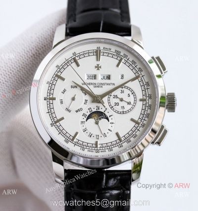 TW Factory Copy Vacheron Constantin Traditionnelle Chronograph Perpetual Calendar Watch White Mop Dial watches