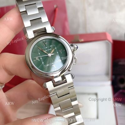 2022 New Copy Cartier Pasha Middle East Limited Edition Stainless Steel Olive Green Dial Watch watches