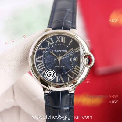 Fake Balloon Blue Cartier V6 Blue Dial Watch with Blue Leather Strap watches
