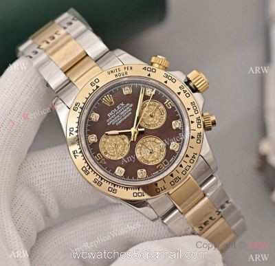 Copy Rolex Cosmograph Daytona 40 Watch Brown Dial with Diamond Markers watches