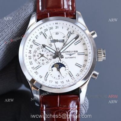 Replica Longines Master Collection Moonphase Brown Leather Strap 40MM Watch watches