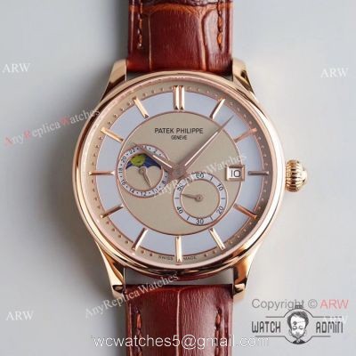 Swiss Grade 1 Patek Philippe AAA Watch Rose Gold Moonphase Men Size watches