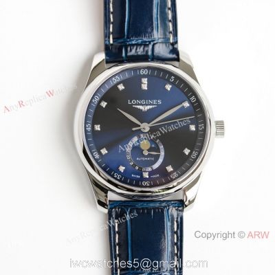 (GF) Swiss Copy Longines Master Bucherer Blue Moonphase dial Watch Leather Strap 40mm watches